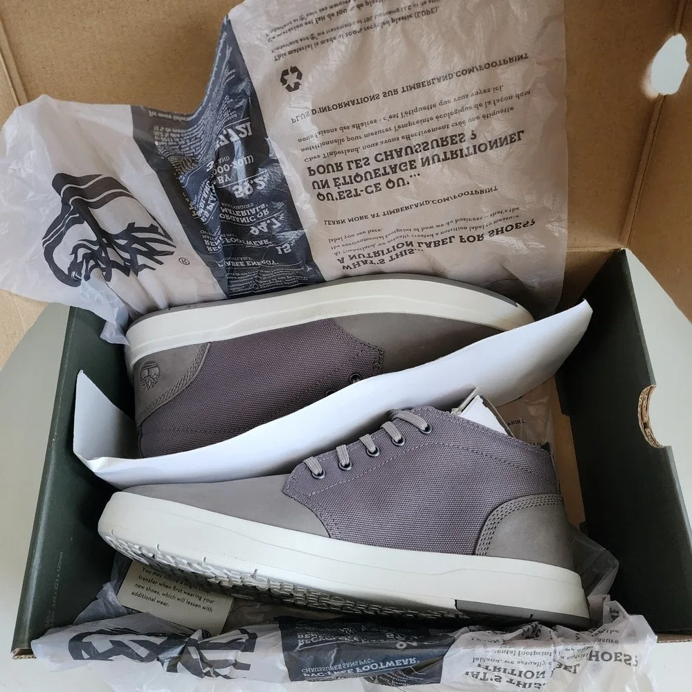 Timberland Davis Square Chukka Mens 9.5 Medium Grey Leather Canvas Boots NEW